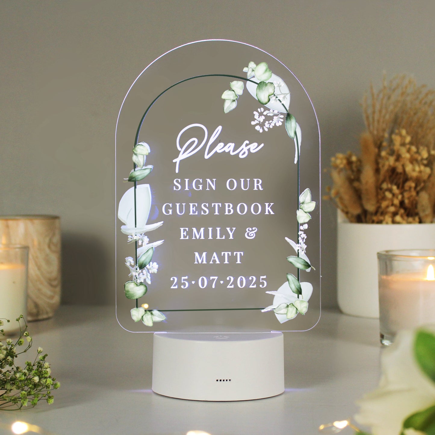 Personalised Botanical Wedding LED Colour Changing Light: 9 - LED Lighting By Gift Moments
