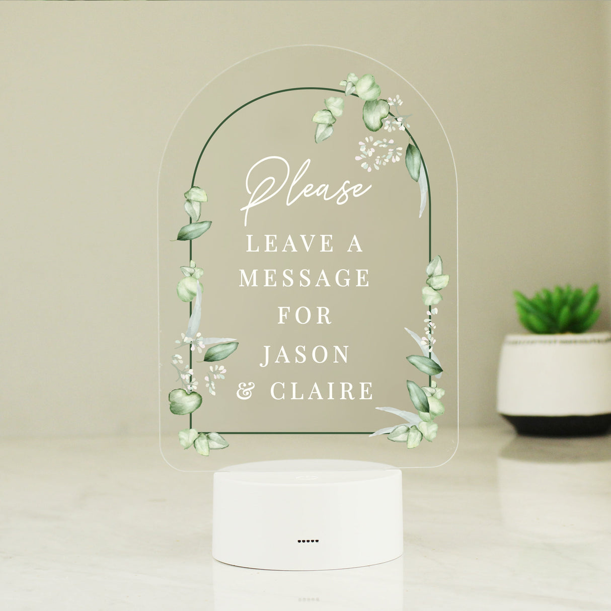Personalised Botanical Wedding LED Colour Changing Light: 2 - LED Lighting By Gift Moments