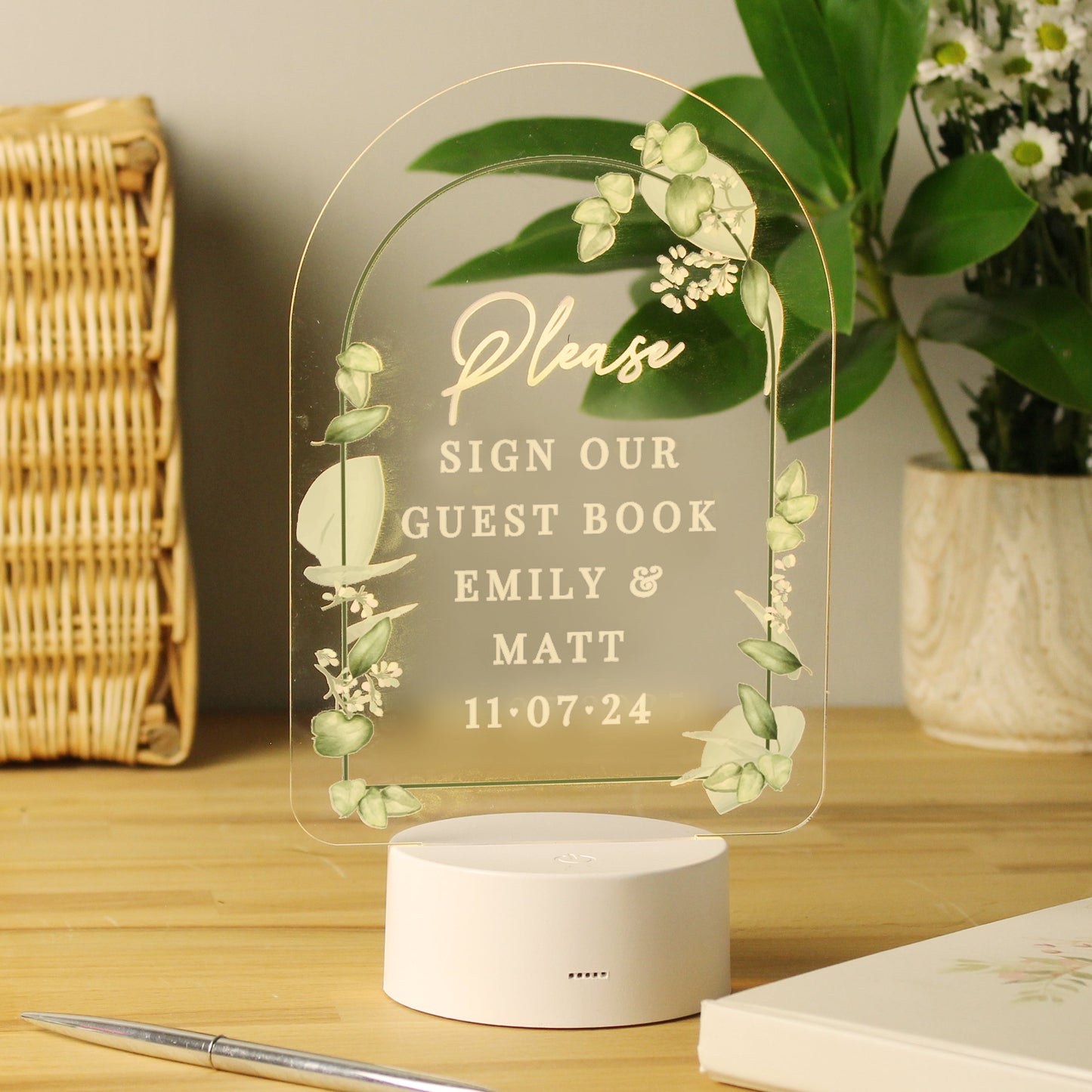 Personalised Botanical Wedding LED Colour Changing Light: 3 - LED Lighting By Gift Moments