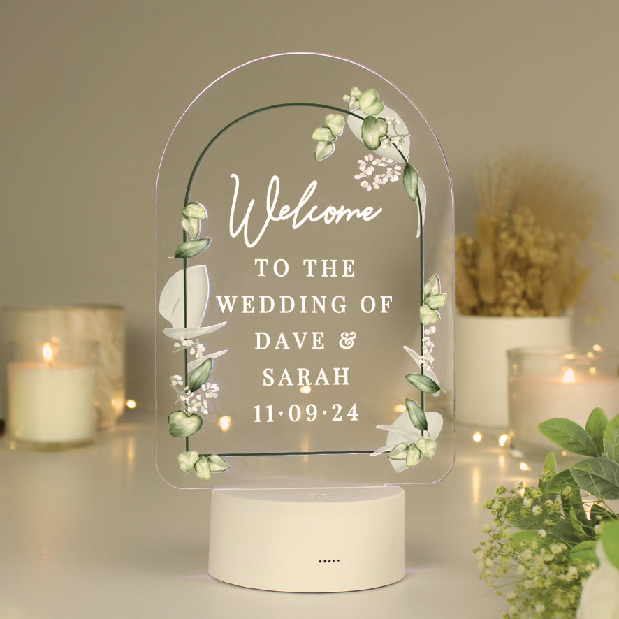 Personalised Botanical Wedding LED Colour Changing Light: 7 - LED Lighting By Gift Moments