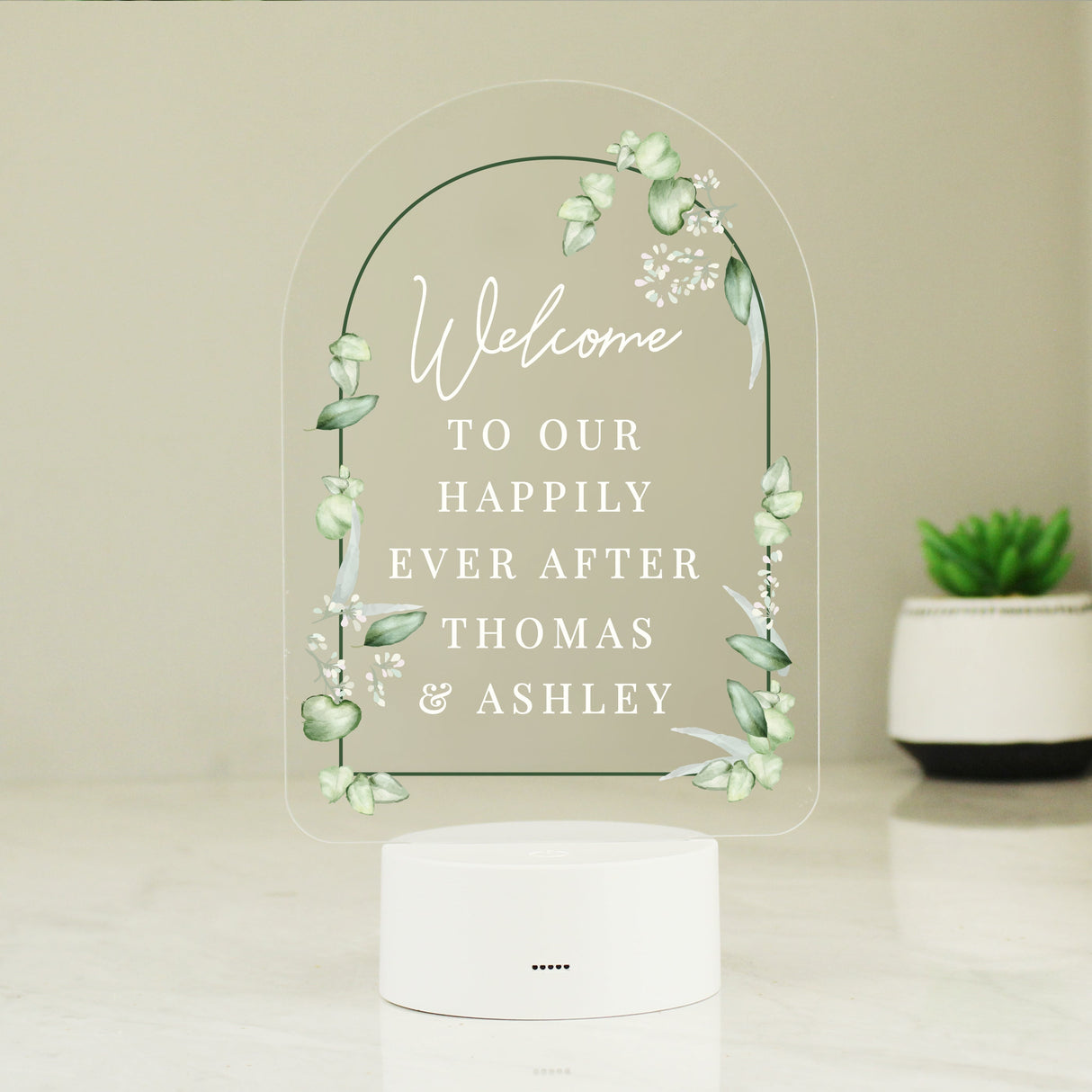Personalised Botanical Wedding LED Colour Changing Light: 8 - LED Lighting By Gift Moments