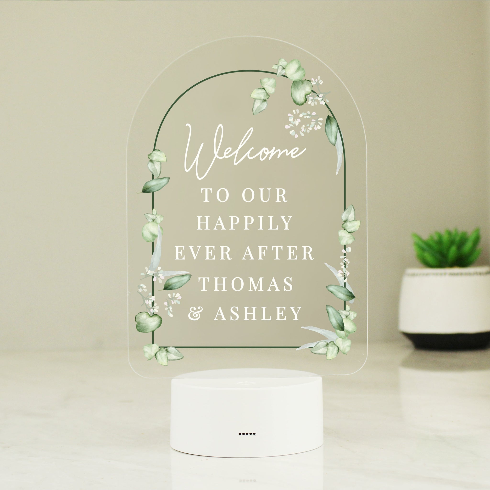 Personalised Botanical Wedding LED Colour Changing Light: 8 - LED Lighting By Gift Moments