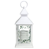 Personalised Botanical White Lantern: 5 - LED Lighting By Gift Moments
