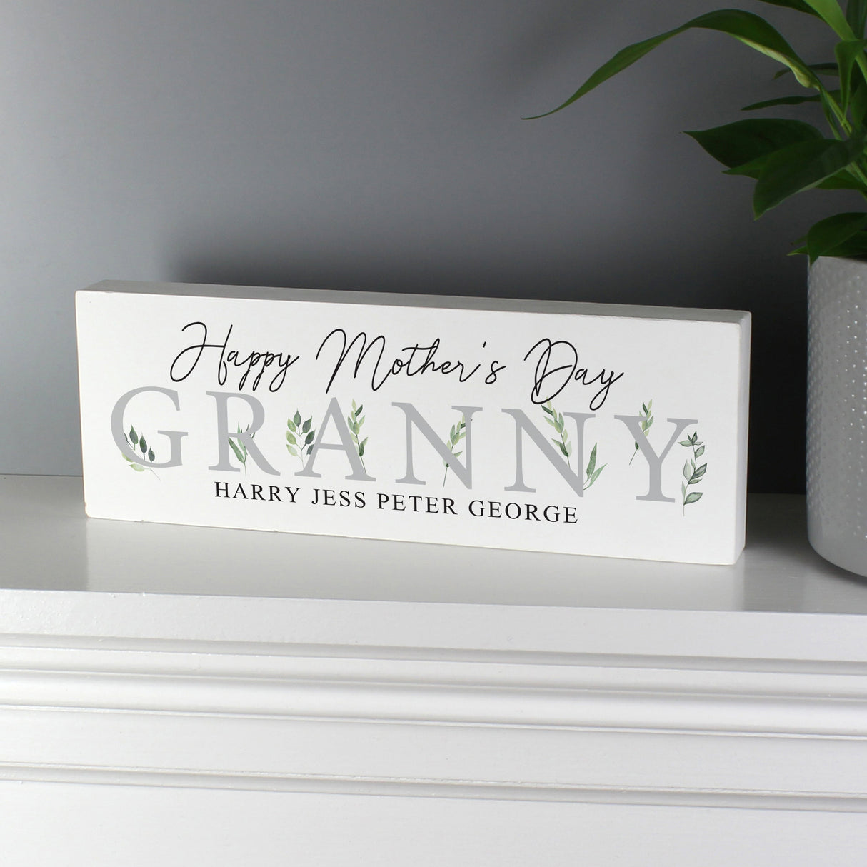 Personalised Botanical Wooden Block Sign: 5 - Signs & Plaques By Gift Moments