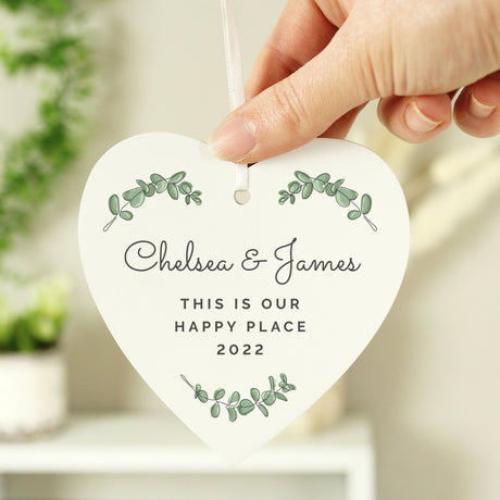 Personalised Botanical Wooden Heart Decoration: 1 - Decorations By Gift Moments