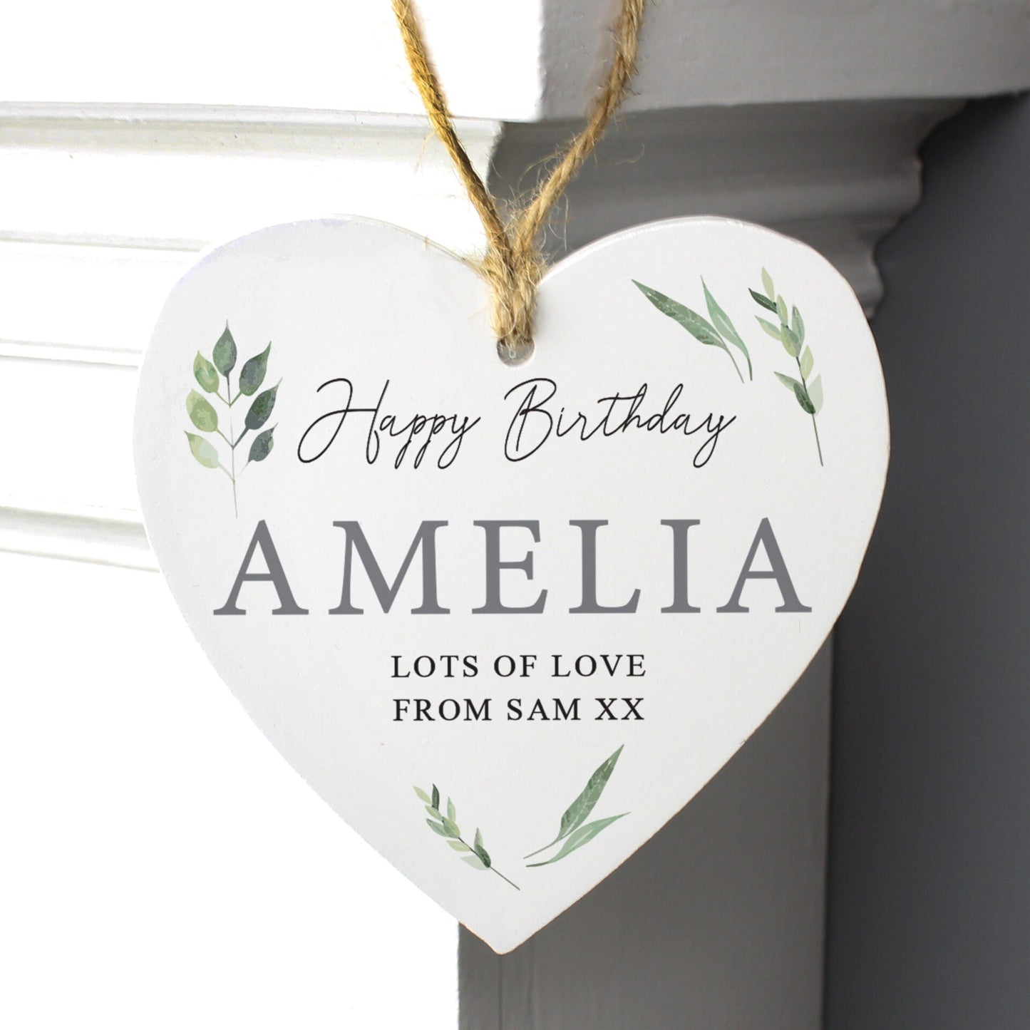 Personalised Botanical Wooden Heart Decoration: 3 - Decorations By Gift Moments