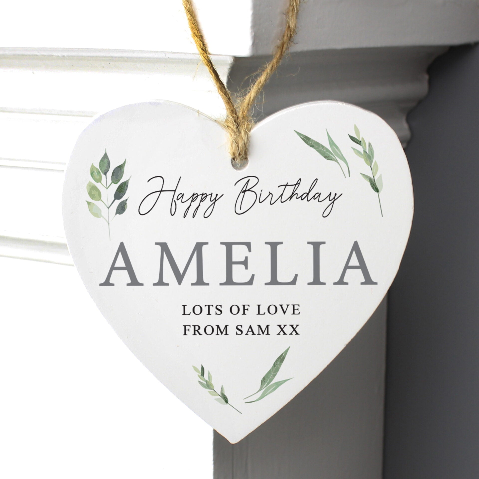 Personalised Botanical Wooden Heart Decoration: 3 - Decorations By Gift Moments