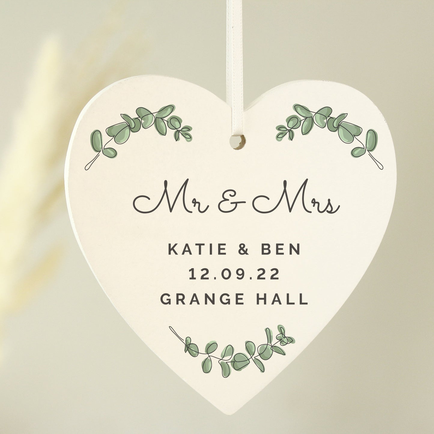Personalised Botanical Wooden Heart Decoration: 3 - Decorations By Gift Moments