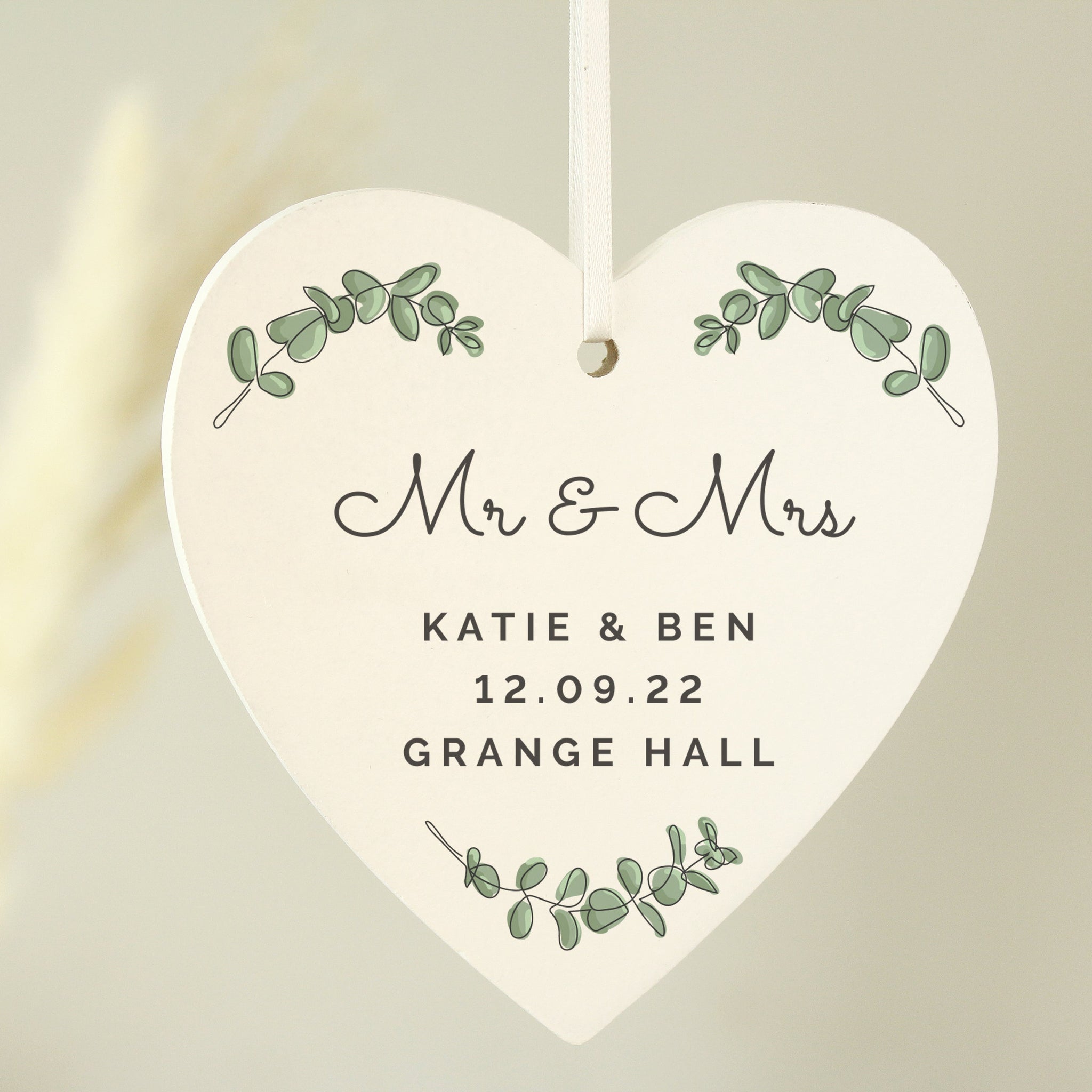Personalised Botanical Wooden Heart Decoration: 3 - Decorations By Gift Moments