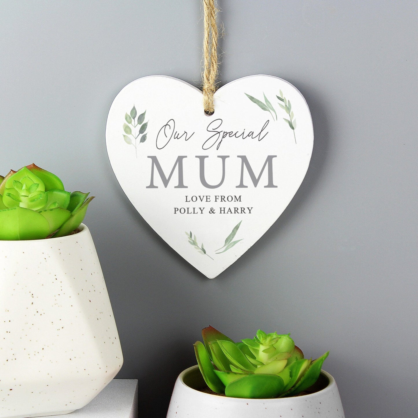 Personalised Botanical Wooden Heart Decoration: 5 - Decorations By Gift Moments