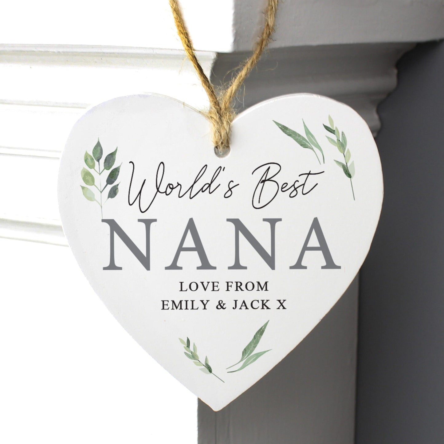 Personalised Botanical Wooden Heart Decoration: 2 - Decorations By Gift Moments