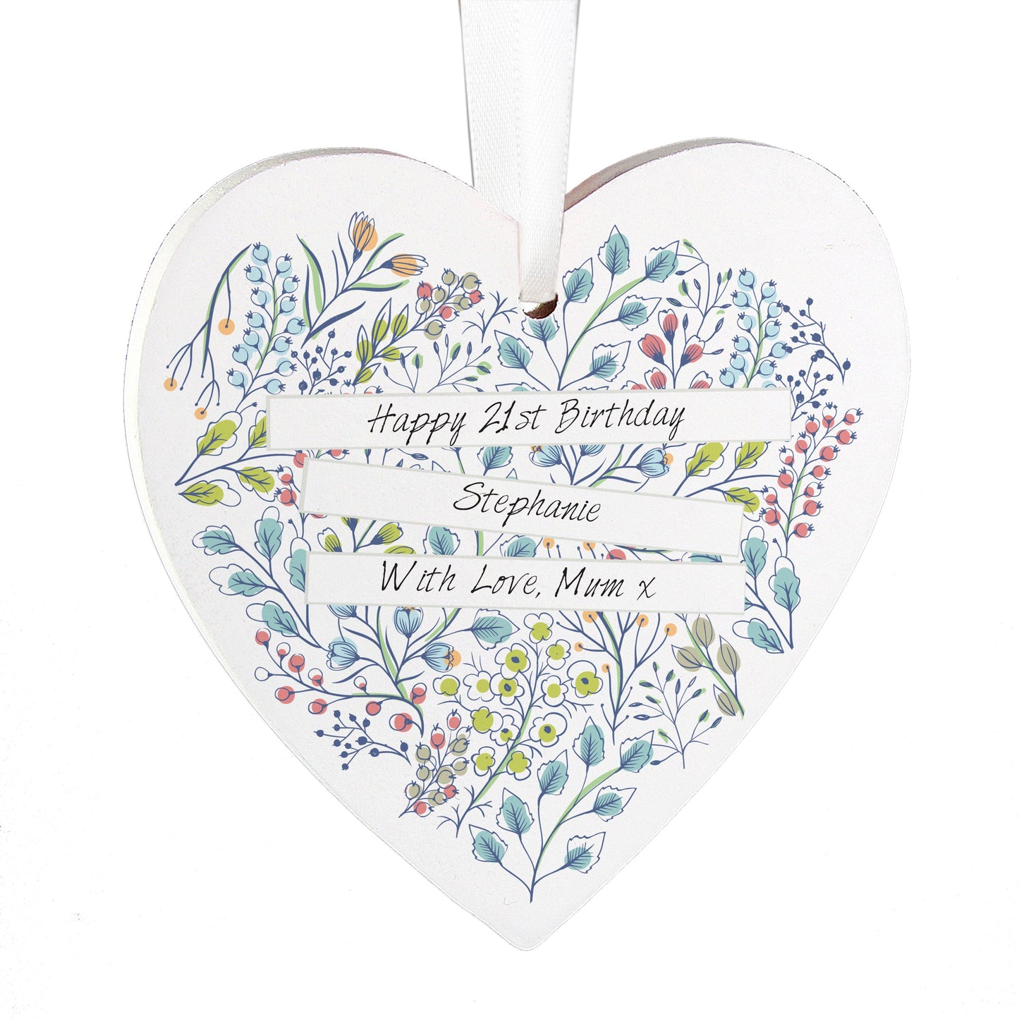 Personalised Botanical Wooden Heart Decoration: 6 - Decorations By Gift Moments