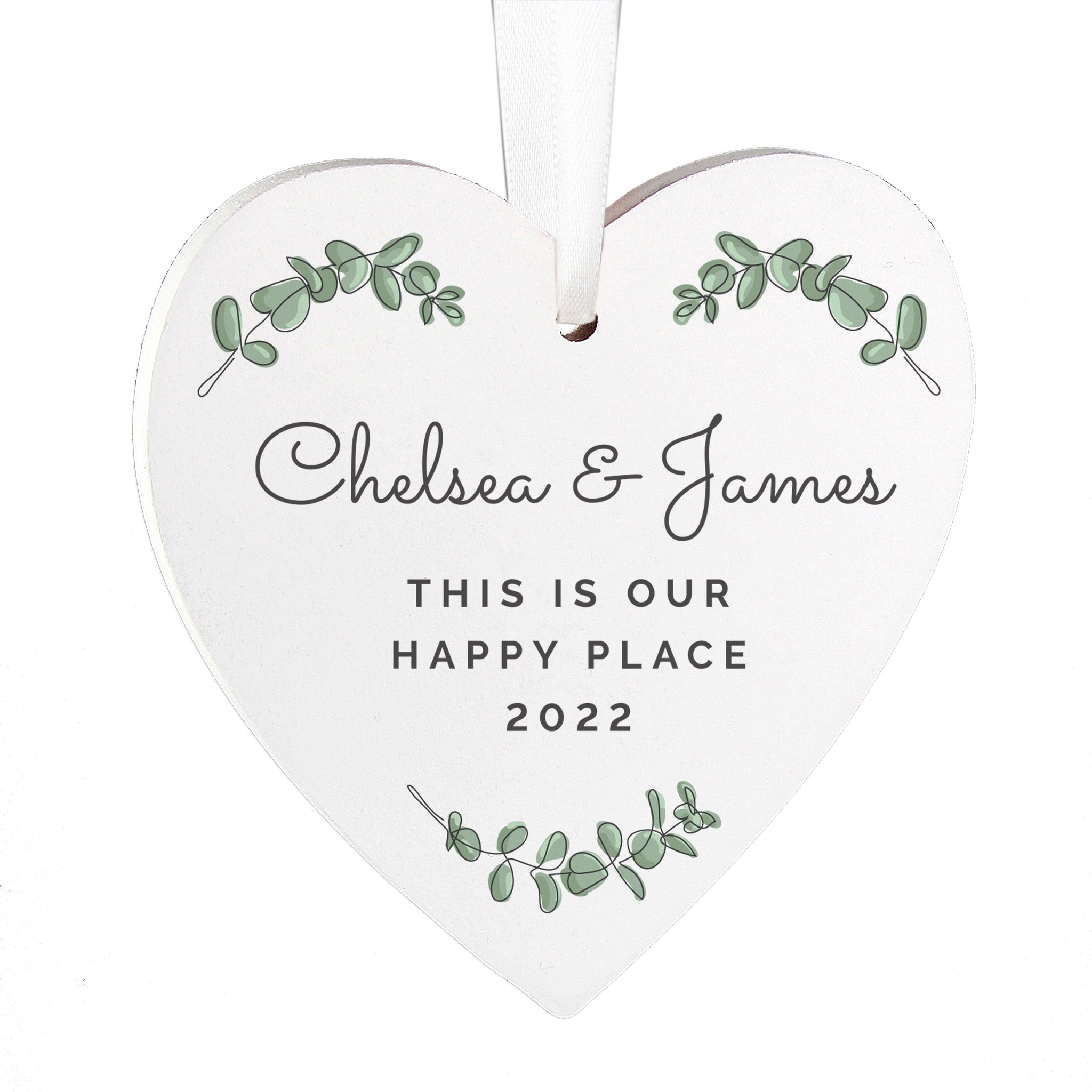 Personalised Botanical Wooden Heart Decoration: 4 - Decorations By Gift Moments