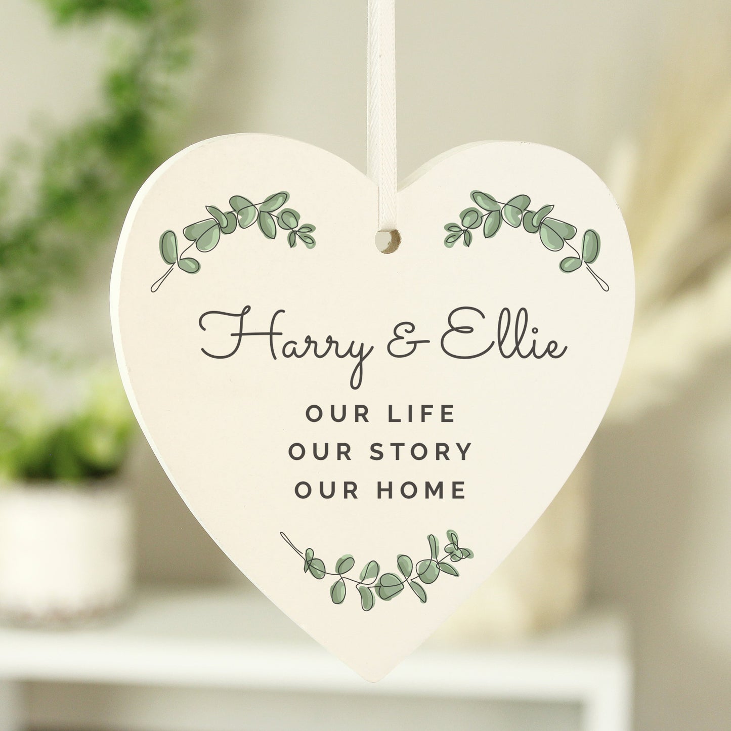 Personalised Botanical Wooden Heart Decoration: 2 - Decorations By Gift Moments