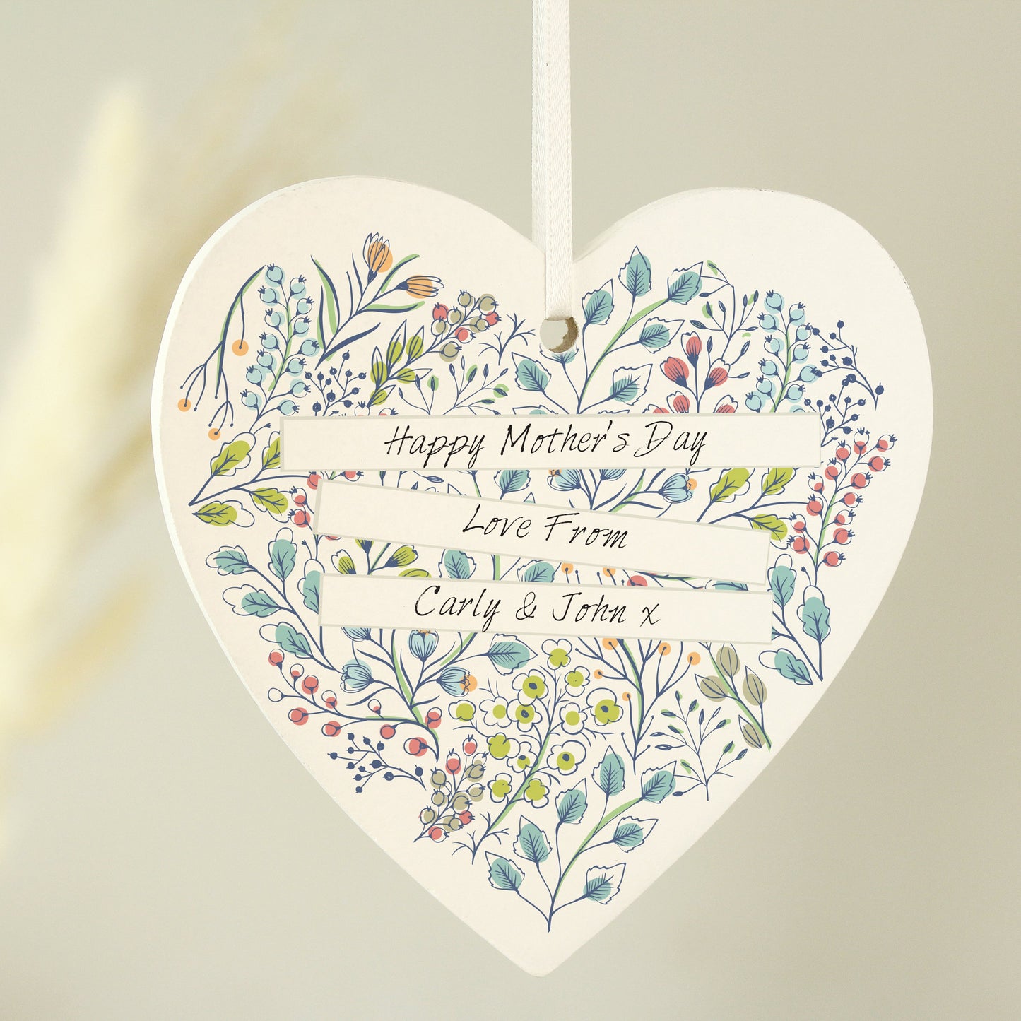 Personalised Botanical Wooden Heart Decoration: 5 - Decorations By Gift Moments