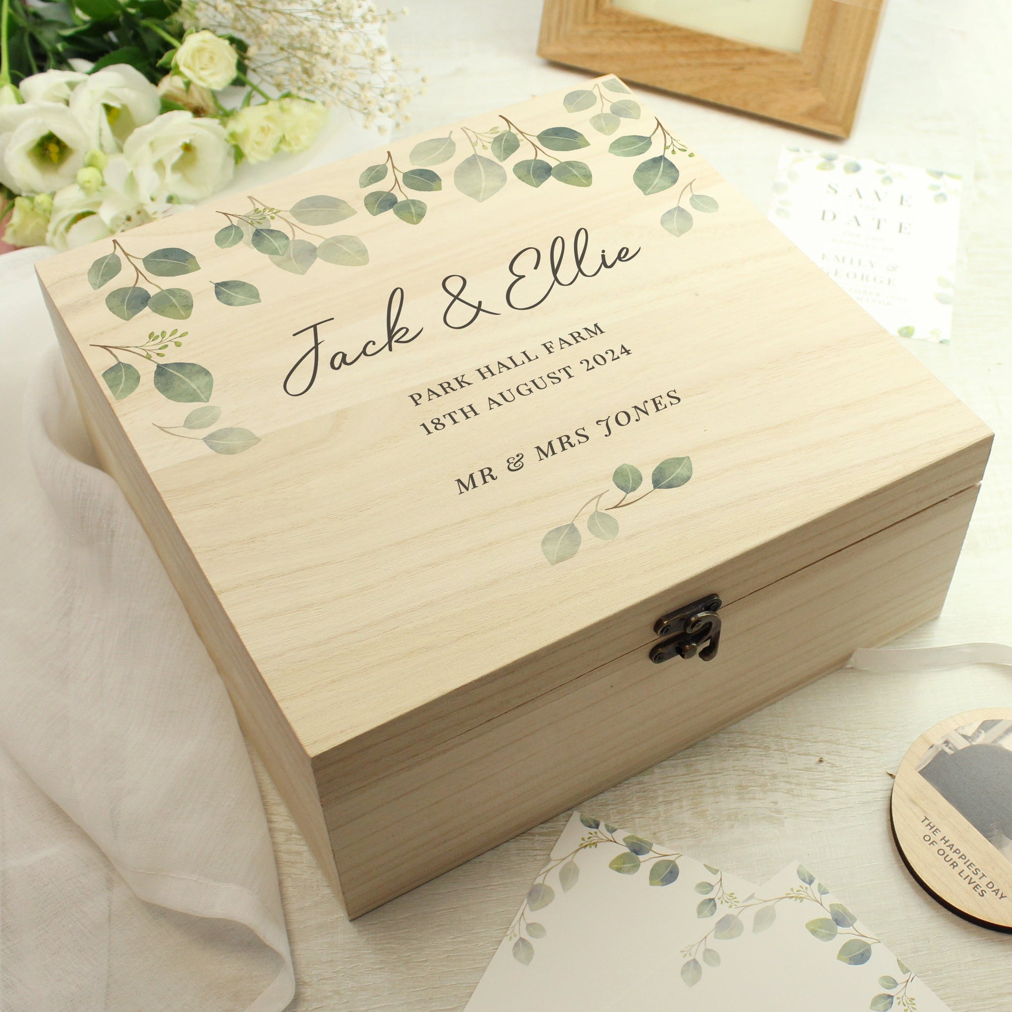 Personalised Botanical Wooden Keepsake box: 1 - Keepsake Boxes By Gift Moments