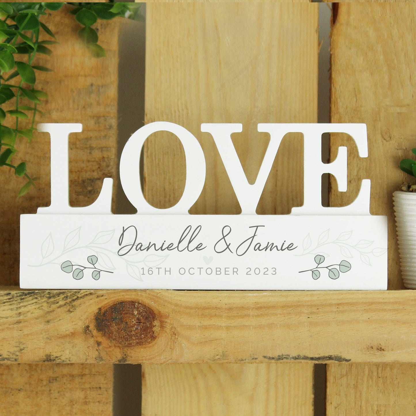 Personalised Botanical Wooden Love Ornament: 2 - Ornaments By Gift Moments