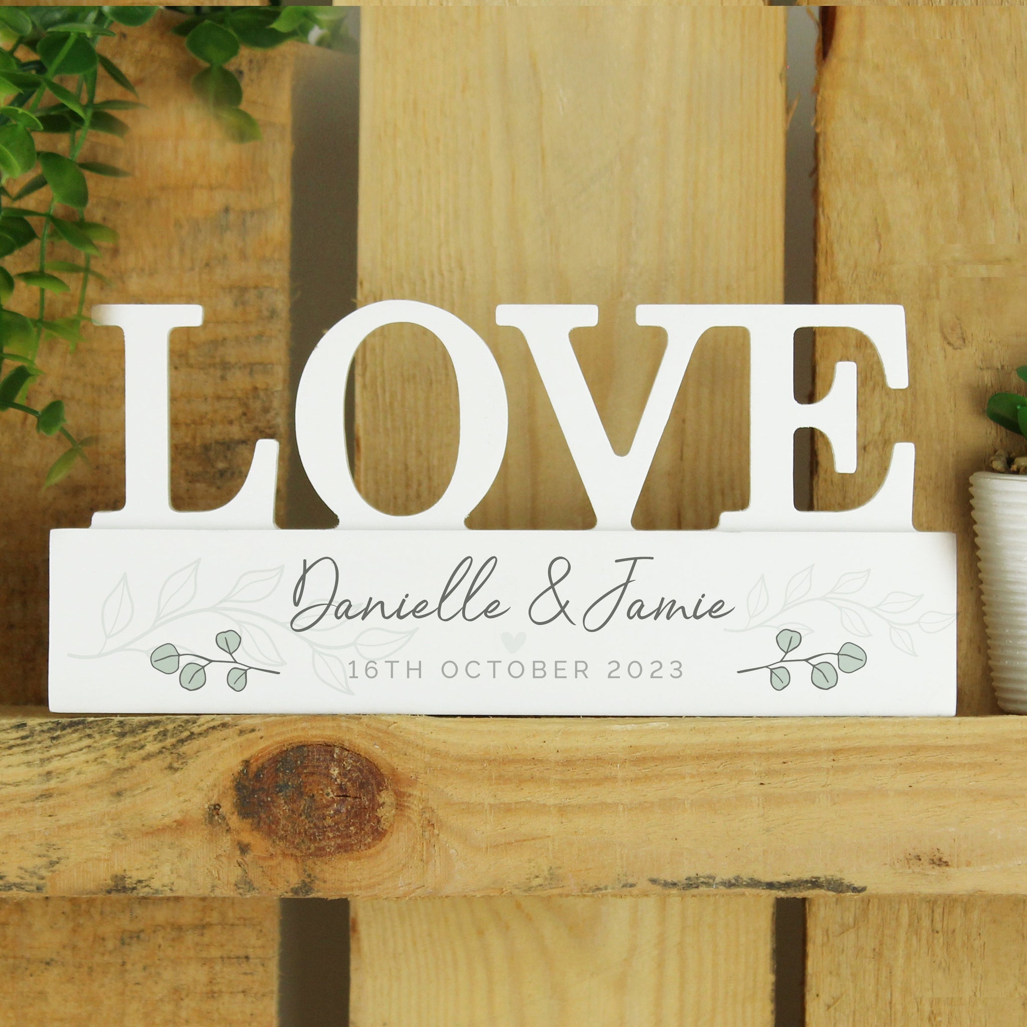Personalised Botanical Wooden Love Ornament: 2 - Ornaments By Gift Moments
