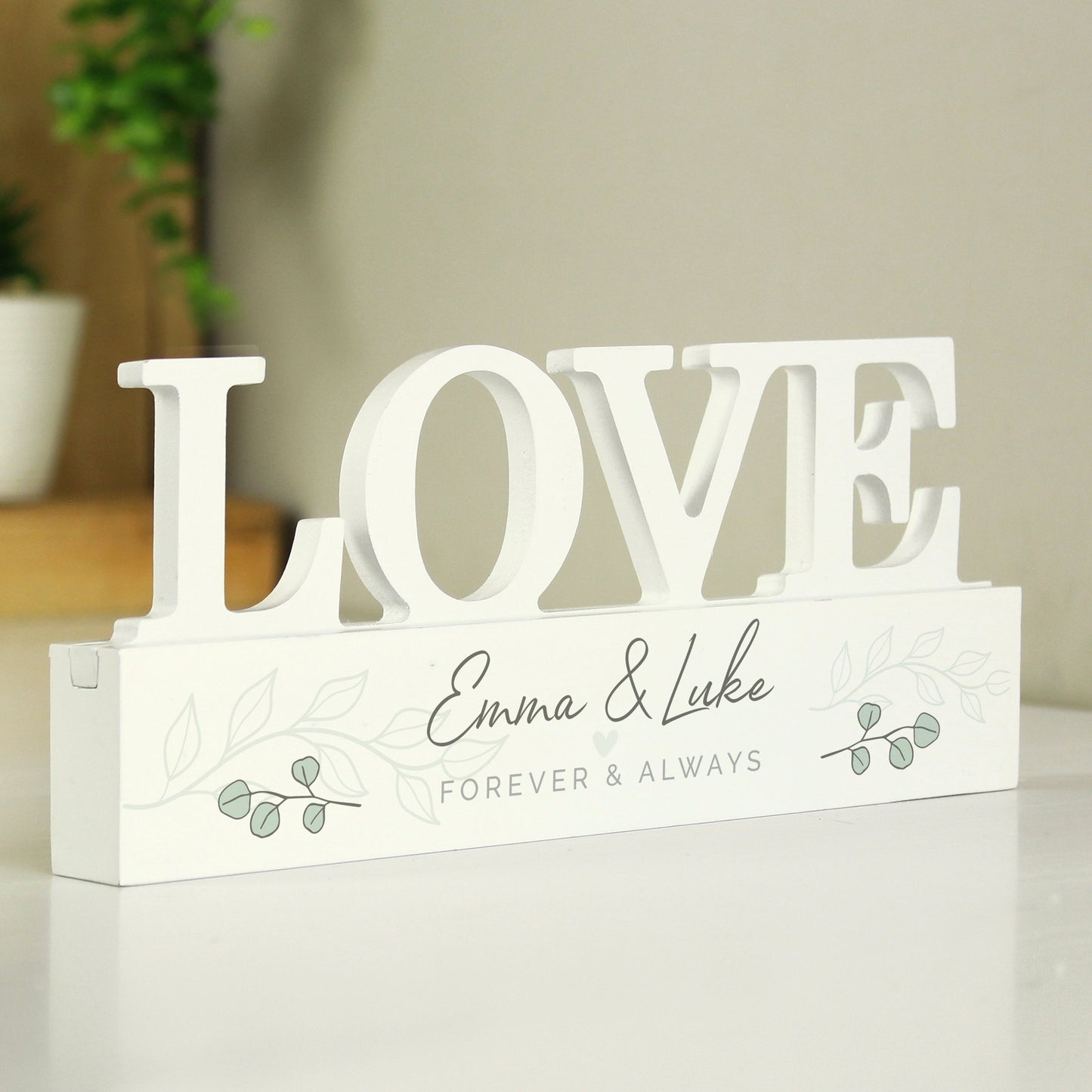 Personalised Botanical Wooden Love Ornament: 3 - Ornaments By Gift Moments
