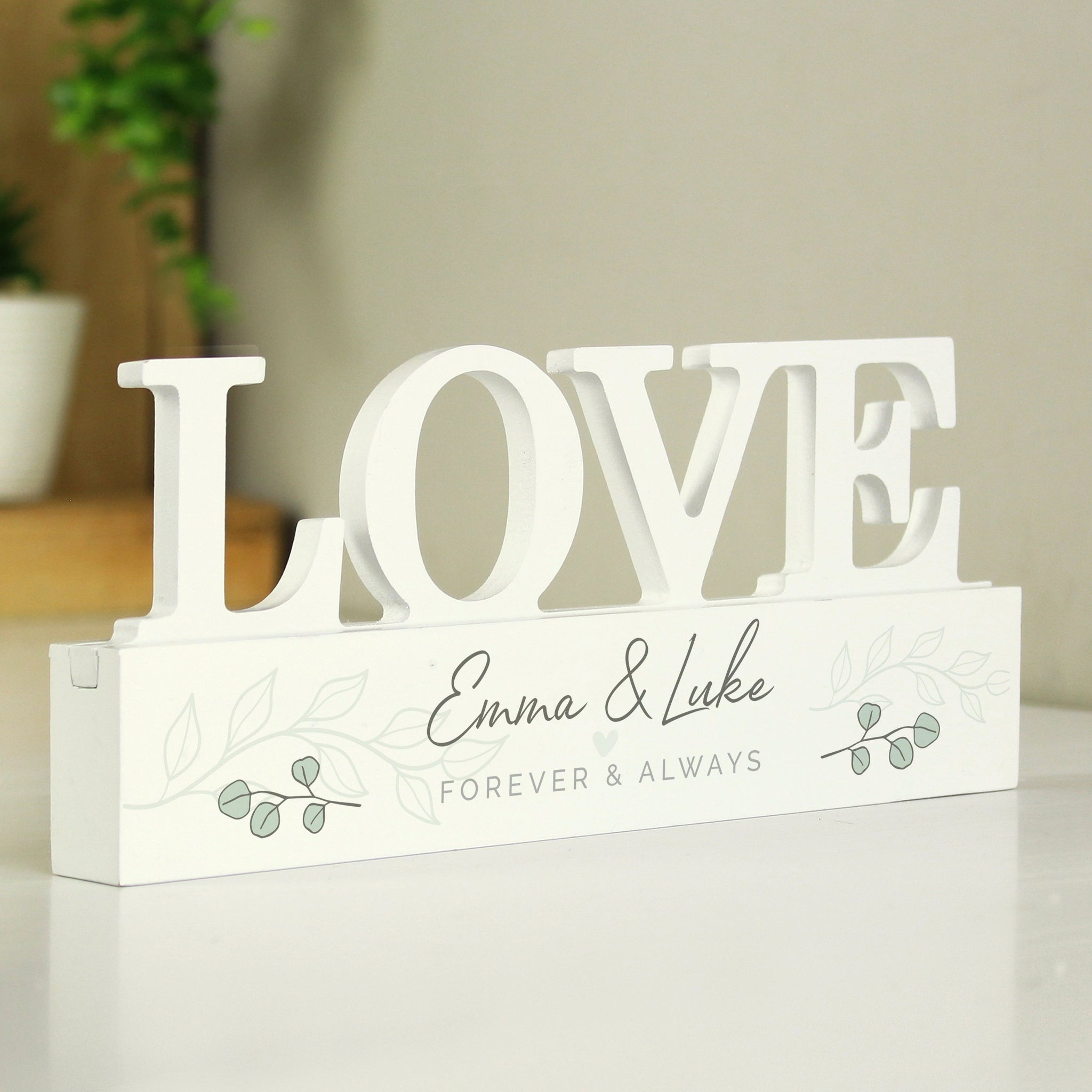 Personalised Botanical Wooden Love Ornament: 3 - Ornaments By Gift Moments