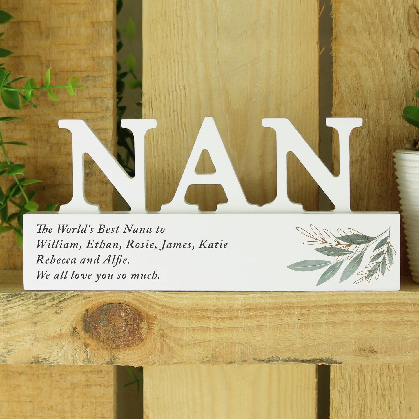 Personalised Botanical Wooden Nan Ornament: 3 - Ornaments By Gift Moments