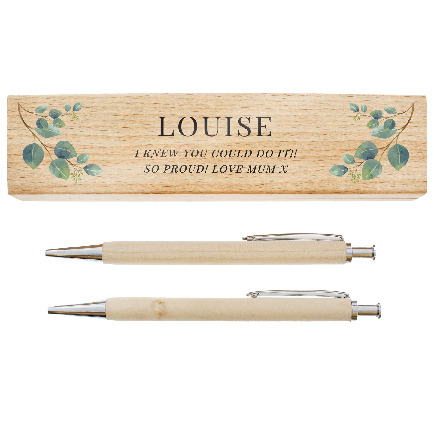 Personalised Botanical Wooden Pen and Pencil Set: 5 - Pens & Pencils By Gift Moments