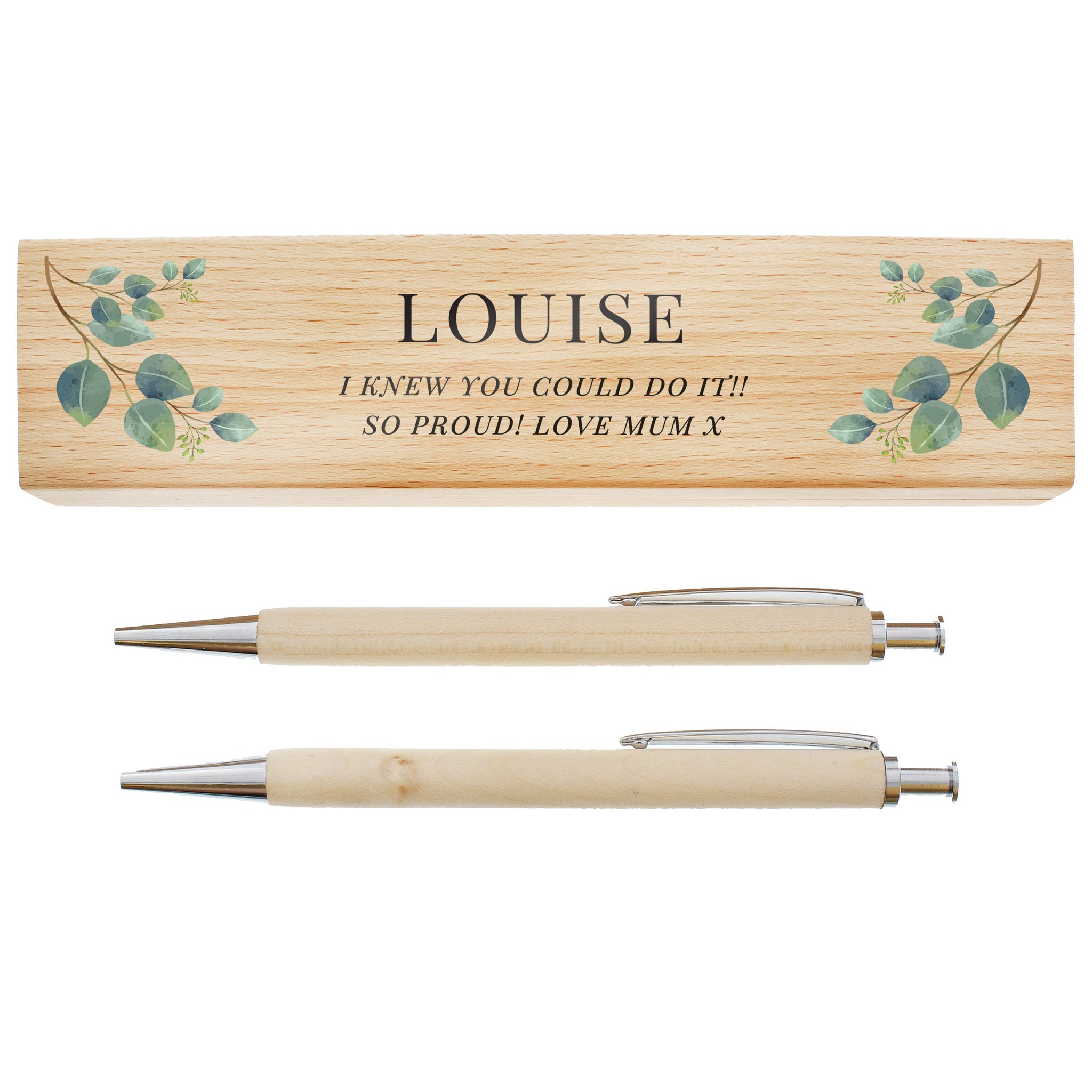 Personalised Botanical Wooden Pen and Pencil Set: 5 - Pens & Pencils By Gift Moments