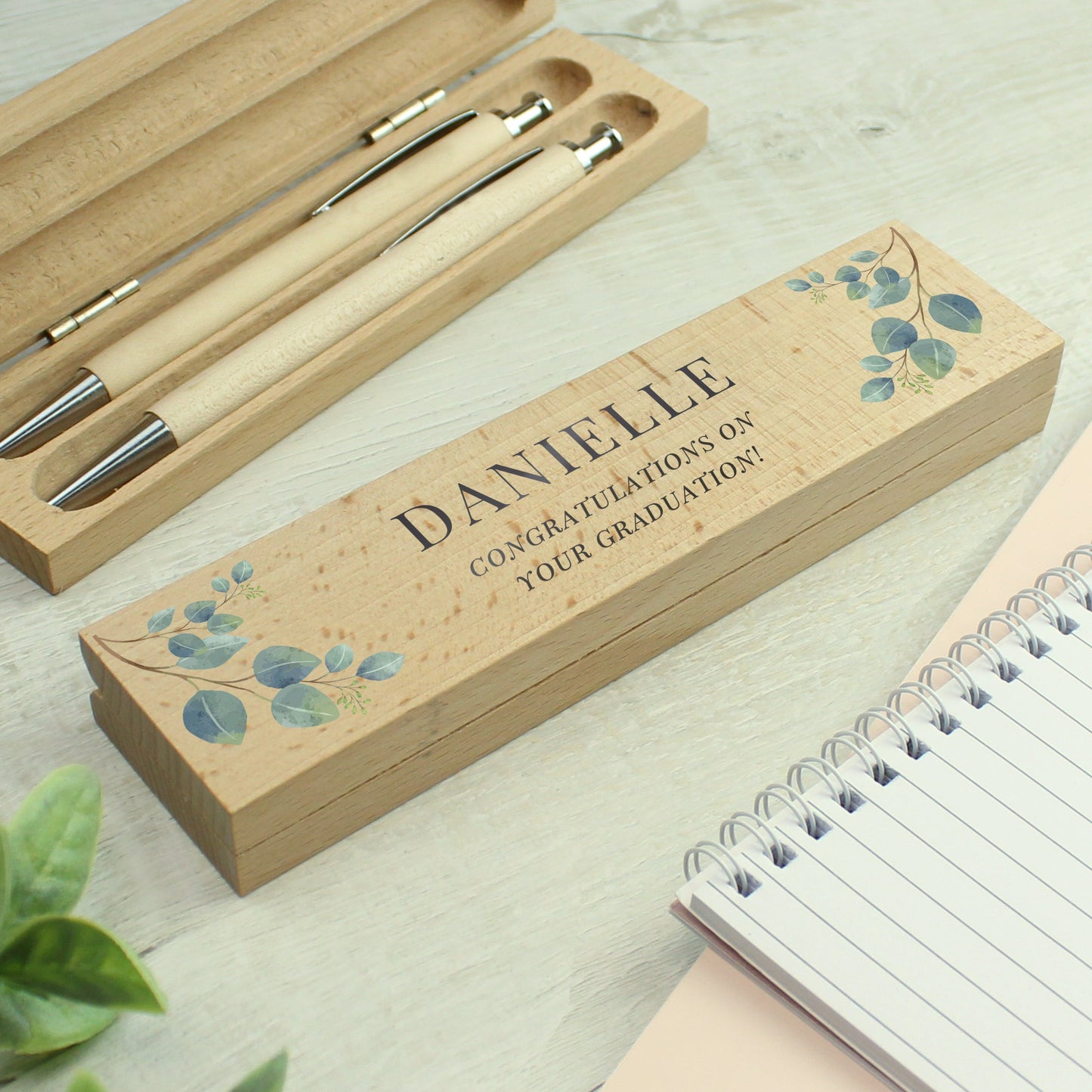 Personalised Botanical Wooden Pen and Pencil Set: 2 - Pens & Pencils By Gift Moments