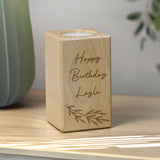 Personalised Botanical Wooden Tealight Holder: 1 - Candle Holders By Gift Moments