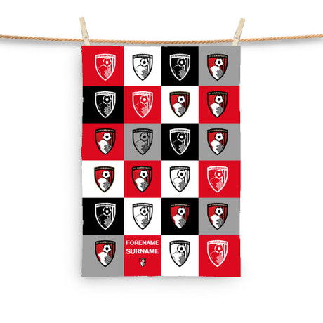 Personalised Bournemouth AFC Chequered Tea Towel: 1 - Tea Towels By Bournemouth
