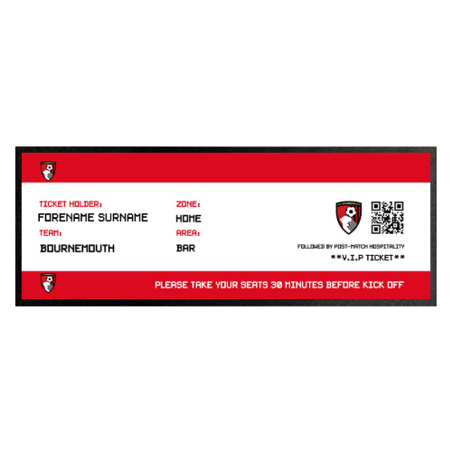 Personalised Bournemouth AFC Ticket Bar Runner: 1 - Barware By Bournemouth