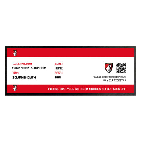 Personalised Bournemouth AFC Ticket Bar Runner: 1 - Barware By Bournemouth