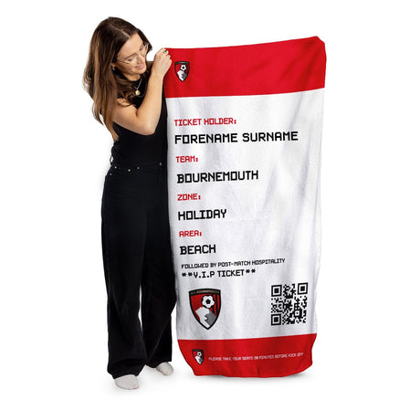 Personalised Bournemouth AFC Ticket Beach Towel: 1 - Towels By Bournemouth