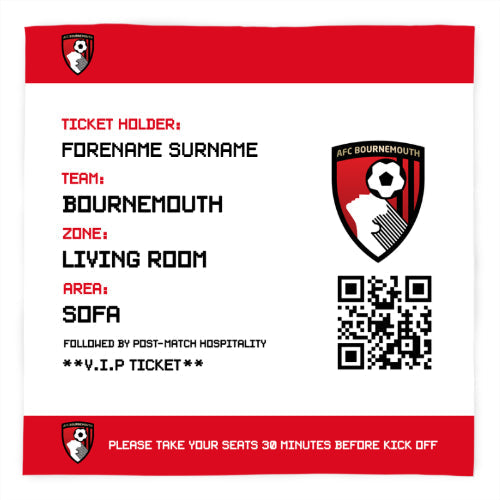 Personalised Bournemouth AFC Ticket Fleece Blanket: 1 - Blankets By Bournemouth