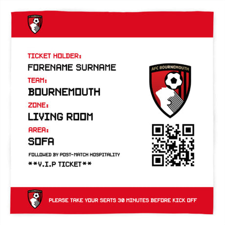 Personalised Bournemouth AFC Ticket Fleece Blanket: 1 - Blankets By Bournemouth