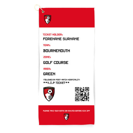 Personalised Bournemouth AFC Ticket Golf Towel: 1 - Golf Towels By Bournemouth