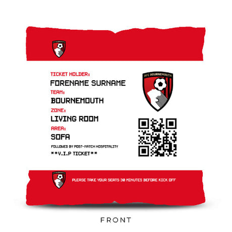Personalised Bournemouth Ticket 18’’ Cushion: 1 - Cushions By Bournemouth