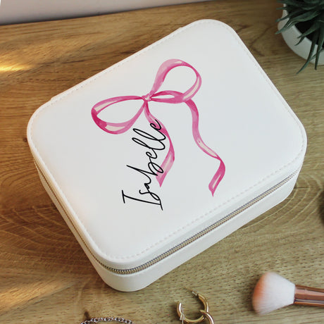 Personalised Bow Travel Jewellery Box: 7 - Jewellery Boxes By Gift Moments