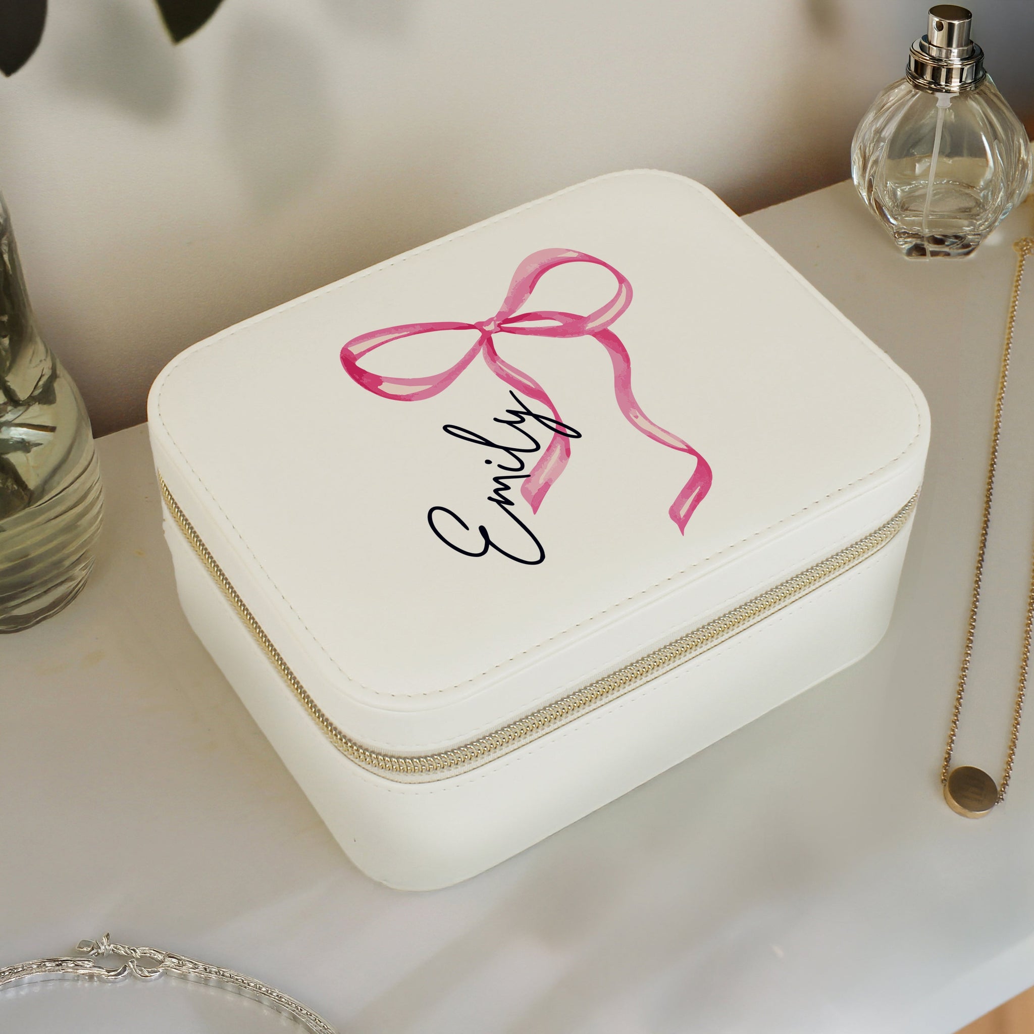 Personalised Bow Travel Jewellery Box: 1 - Jewellery Boxes By Gift Moments