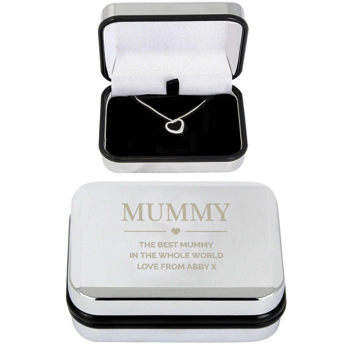 Personalised Box and Heart Necklace: 2 - Necklaces By Gift Moments