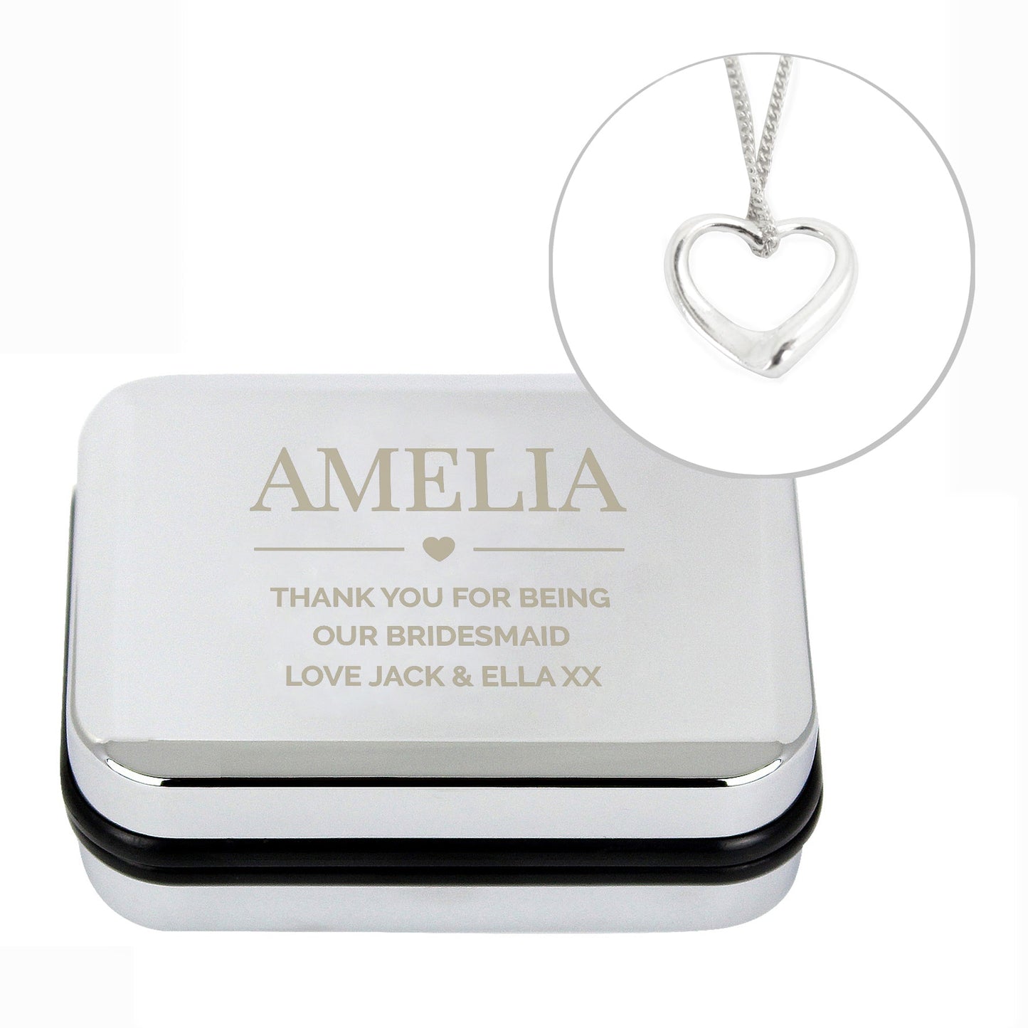 Personalised Box and Heart Necklace: 3 - Necklaces By Gift Moments