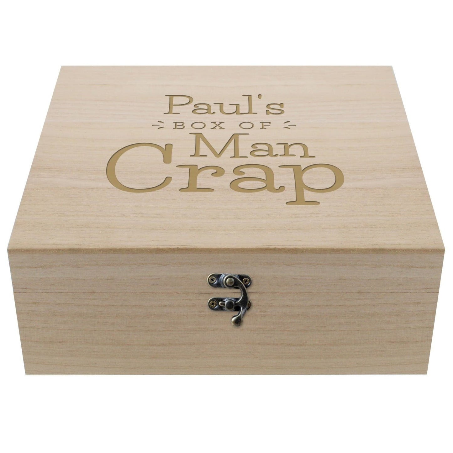 Personalised Box of Man Crap Large Wooden Keepsake Box: 5 - Keepsake Boxes By Gift Moments