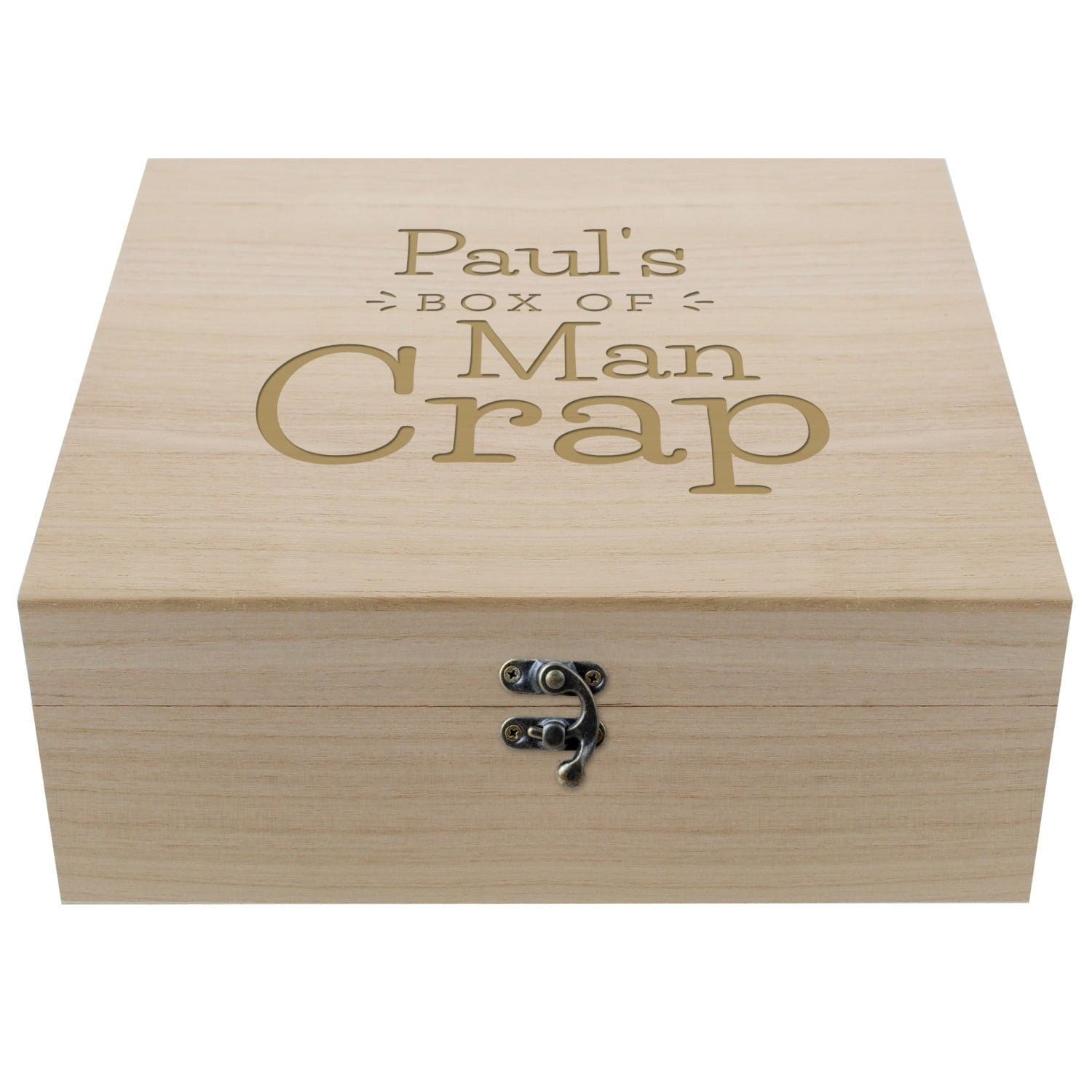 Personalised Box of Man Crap Large Wooden Keepsake Box: 5 - Keepsake Boxes By Gift Moments