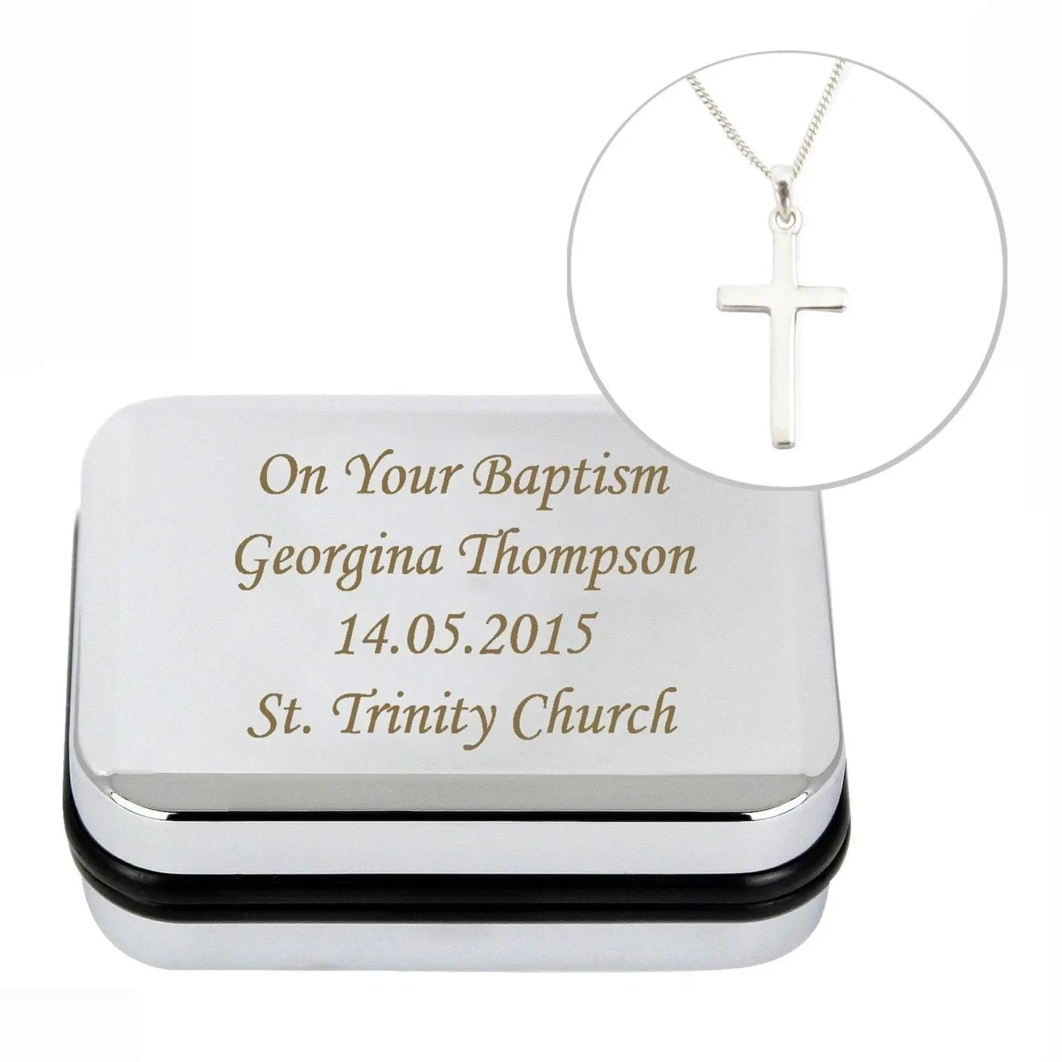 Personalised Box with Silver Cross Necklace: 2 - Necklaces By Gift Moments