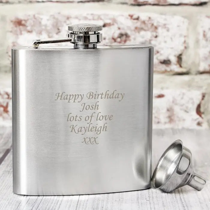 Personalised Boxed Stainless Steel Hip Flask: 1 - Hip Flasks By Gift Moments