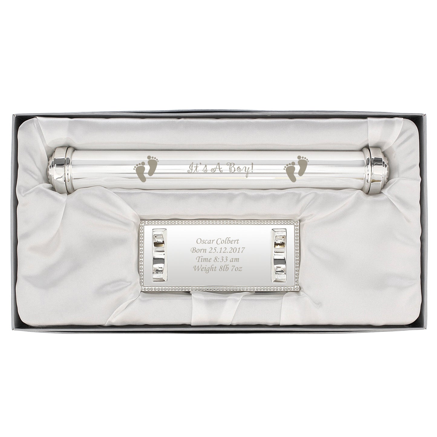 Personalised Its A Boy Silver Plated Certificate Holder: 3 - Certificate Holders By Gift Moments