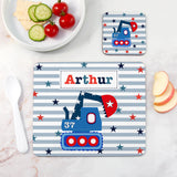 Personalised Boy’s Placemat & Coaster Sets: 6 - Digger - Placemats By Gift Moments