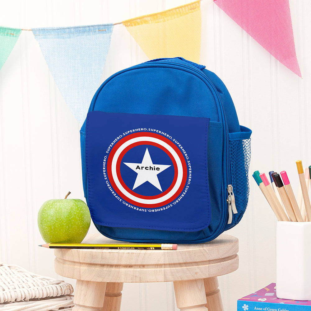 Personalised Boy’s Superhero Blue Lunch Bags: 2 - Star - Lunch Boxes & Bags By Gift Moments