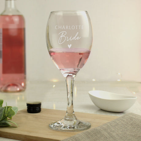 Personalised Bride Wine Glass: 3 - Wine Glasses By Gift Moments