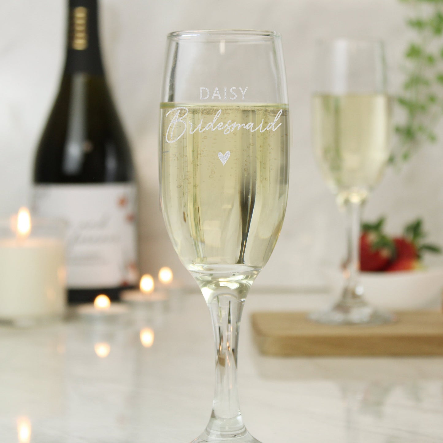 Personalised Bridesmaid Flute Glass: 1 - Champagne Flutes By Gift Moments